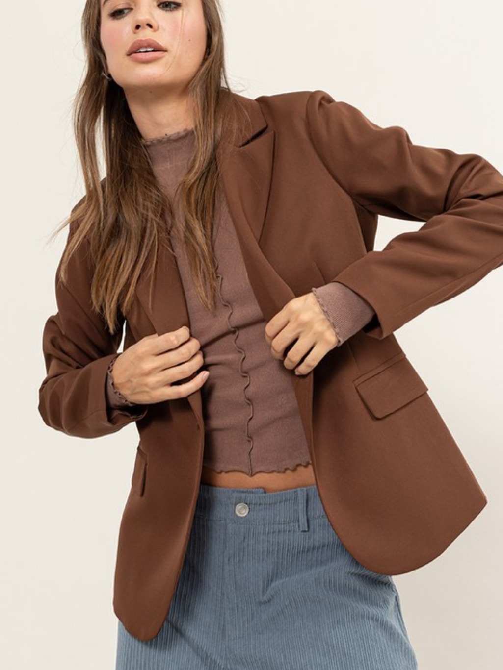 Hyfve Brown Tailored Women's Blazer Jacket